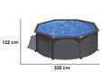 Gre Anthracite Ronde Ø300 x 120 cm - Piscine hors-sol en acier